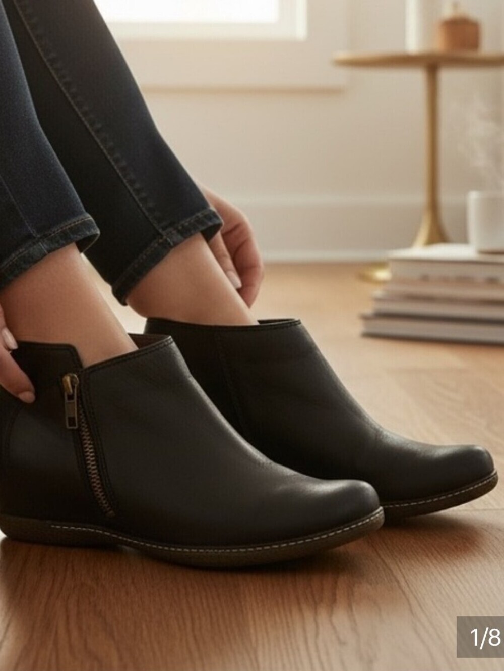 Dansko Layla Comfort Footbed Black Leathe Hidden Wedge Heel Ankle Booties 37